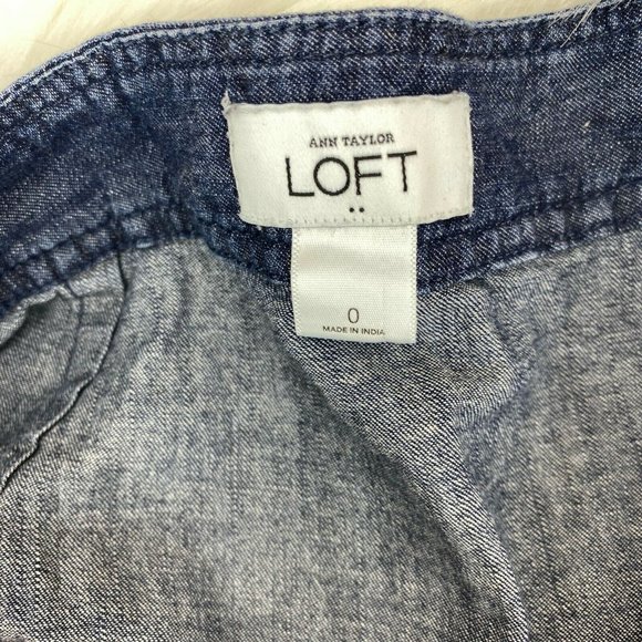 Ann Taylor Loft Chambray Ruffle Above Knee Skirt 0 - Picture 3 of 6